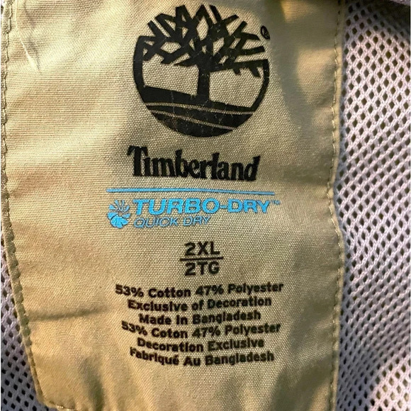 Timberland 2XL Olive 🫒 short sleeve shirt “Turbo dry” button down Velcro pocket - Picture 2 of 6